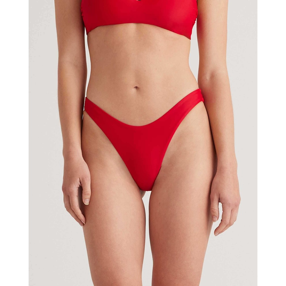Quince NWT Cherry Red Italian Matte High-Leg Bikini Bottoms Small